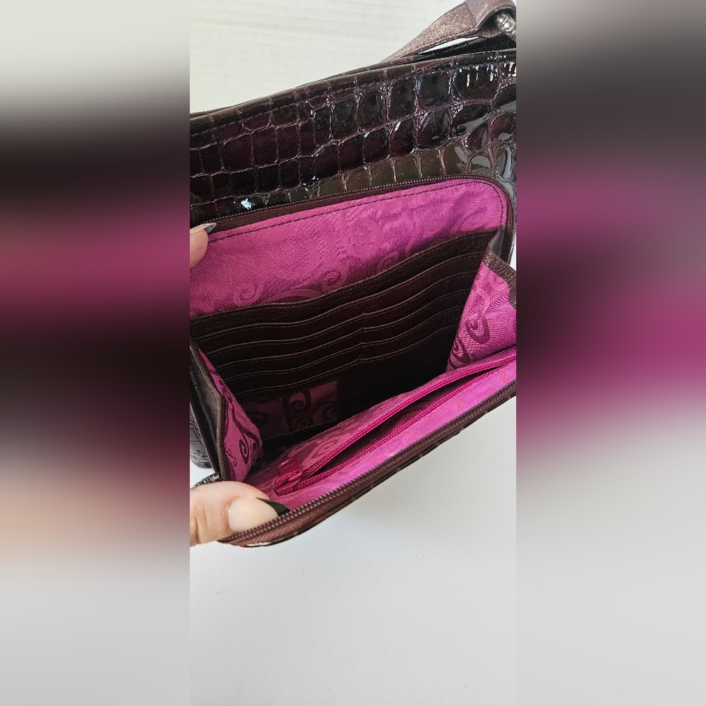 Brighton Croc Embossed Leather Shoulder Bag - Picture 4 of 13